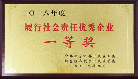 BG大游集团集团荣获烟台开发区“2018年度履行社会责任优秀企业一等奖”